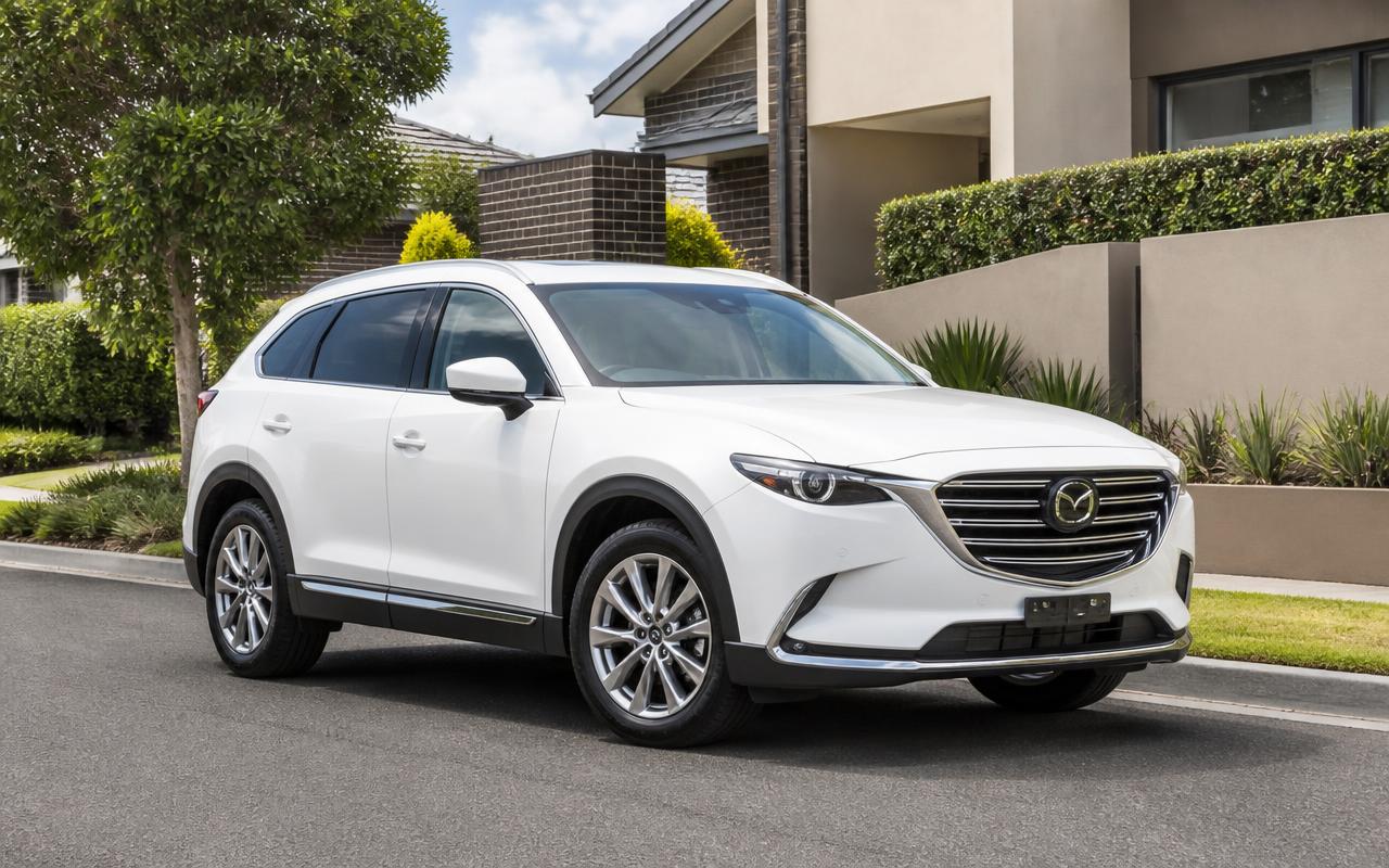 White Mazda CX-9 SUV hire vehicle parked in Western Sydney